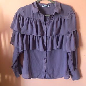 Purple Ruffle Button Down